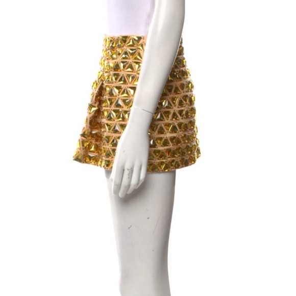 Givenchy Yellow Crystal Embellishment Mini Skirt - Picture 2 of 3